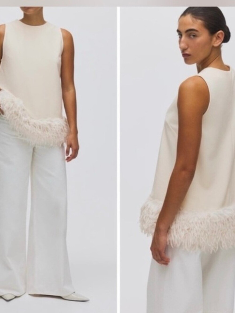 New Sz M H&M Fringe Trimmed Top